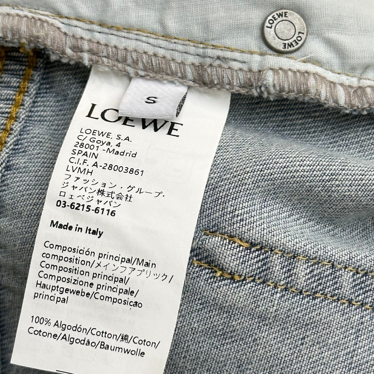 Loewe 26 Embroidered Frayed Edge Shorts Blue in YB Twill Cotton Denim 375346