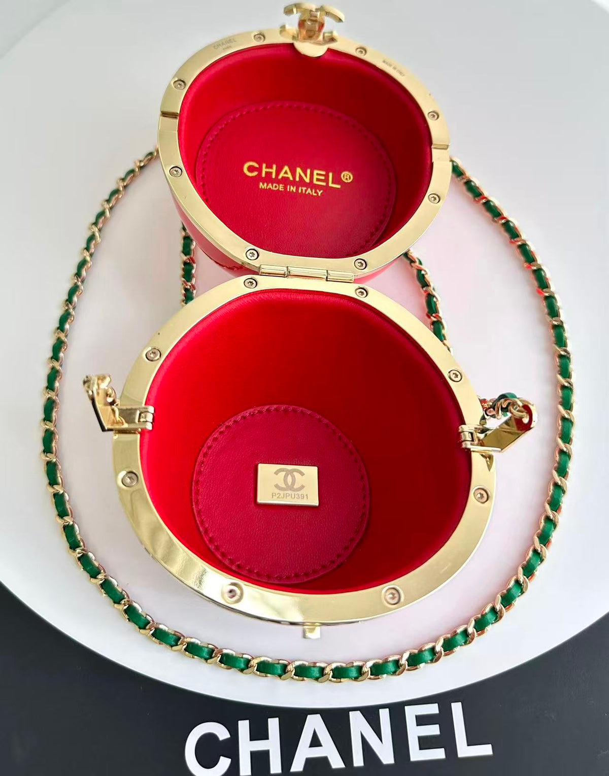Chanel 2026 Minaudiere Apple Bag Red Lacquered Metal And Glass Enamel