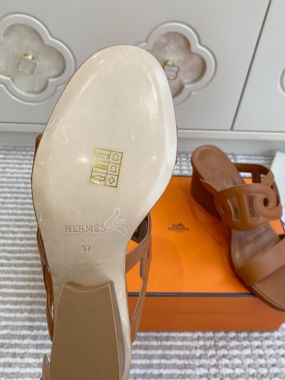 HM Lipari Sandal 7cm Tan Leather 776545