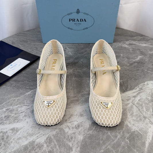 Prada 2026 Mary Jane Pumps 50mm Mesh Leather 789407