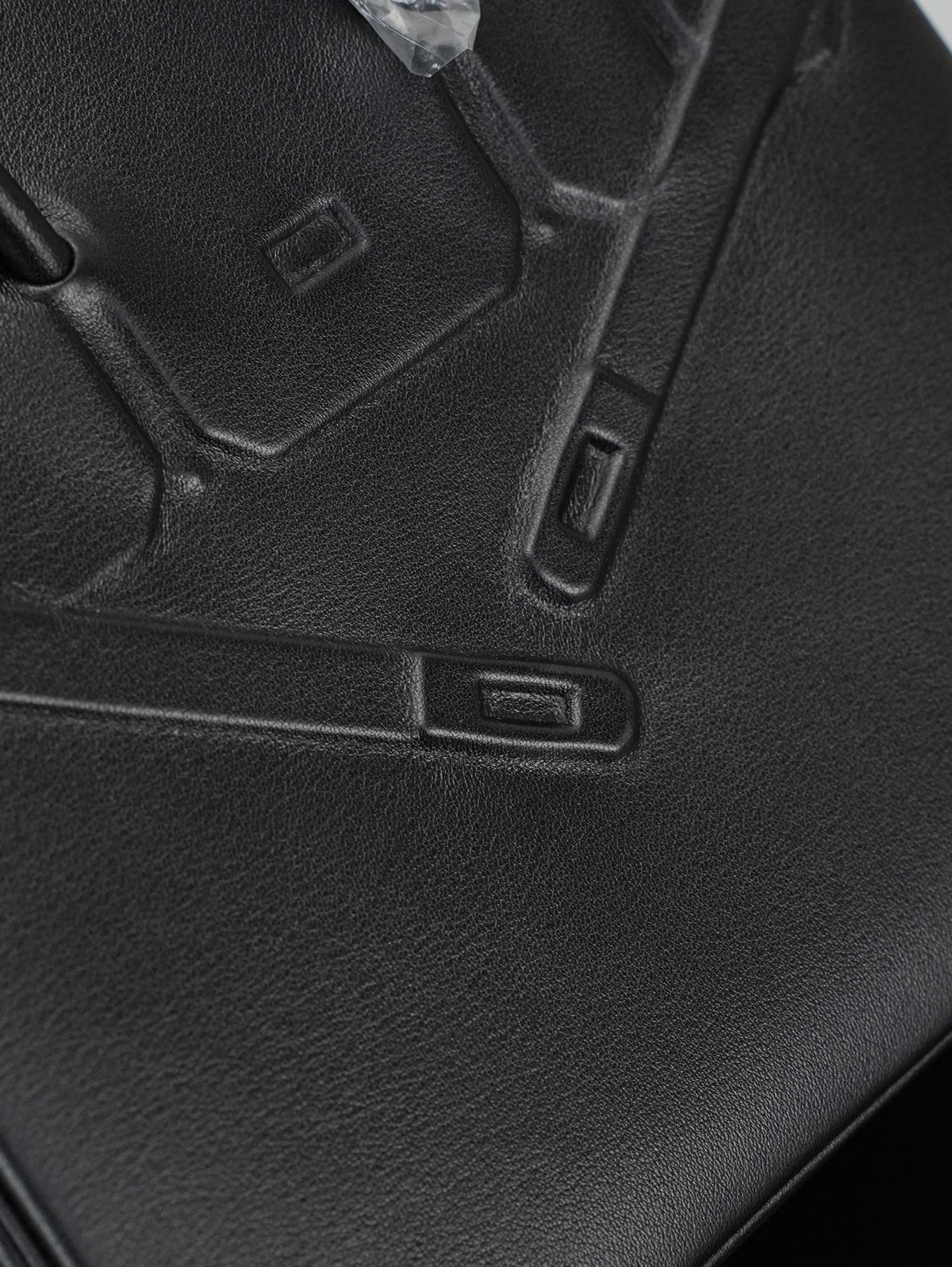 HM Birkin Shadow 25cm Black Leather 284509