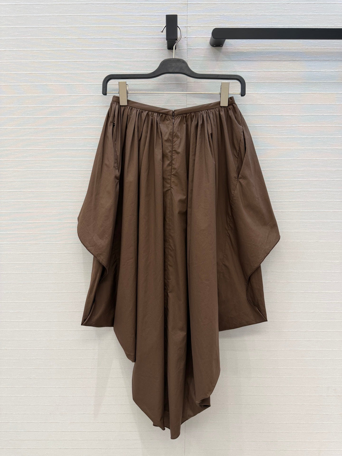Loew Irregular Pleated Puffy Skirt Brown in Cotton 381523