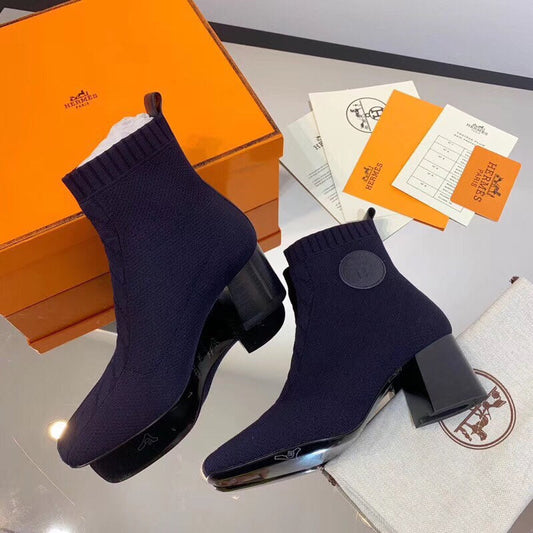 HM Volver Ankle Boot Navy Blue Fabric 546188