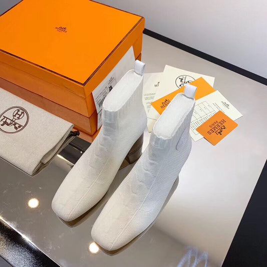 HM Volver Ankle Boot White Fabric 546190
