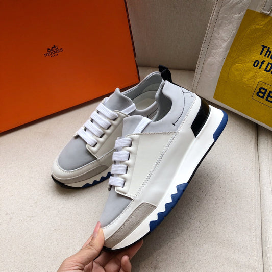 HM 26s Stadium Sneaker White Grey Calfskin Suede 546239
