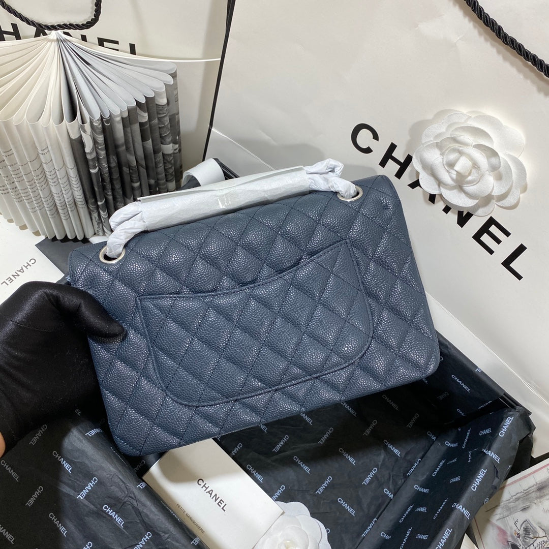 flap bag medium dark blue caviar shw
