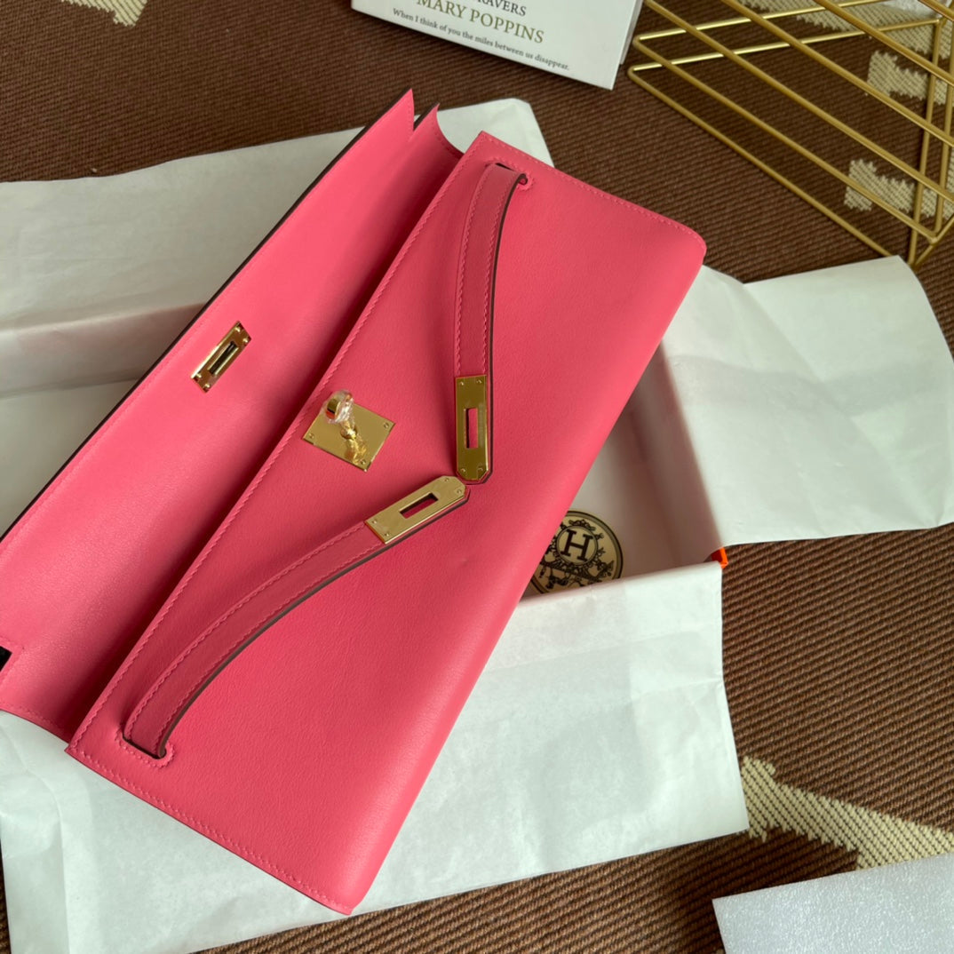 HM Kelly Cut 31cm Pink Swift Leather Ghw