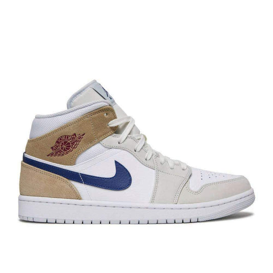 Air Jordan 1 Mid ‘White Khaki Blue Void’ Unfading Sneaker Sneakers - Vintage ...