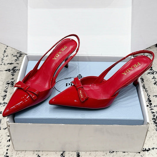 Prada 2026 Bow-Tie Open Sling Back 85mm Cowhide Leather 769840