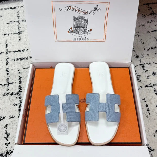 HM 26ss Oran Sandals Light Blue White Denim Cowhide 617180