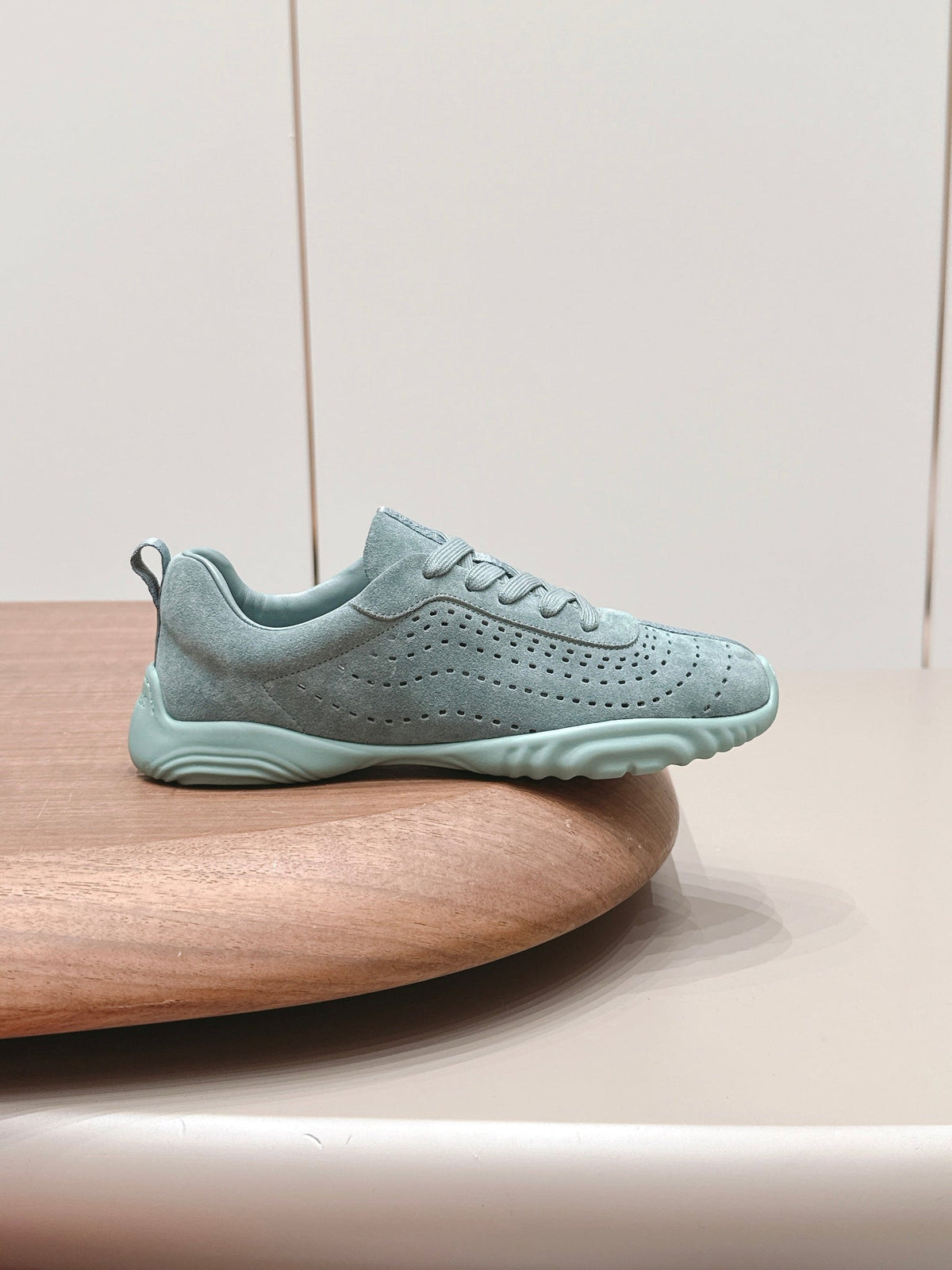 HM 26s Trail Sneakers In Sage Green Perforated Suede