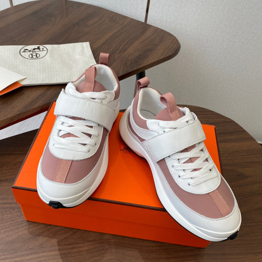 HM couple's sneakers white pink rubber material