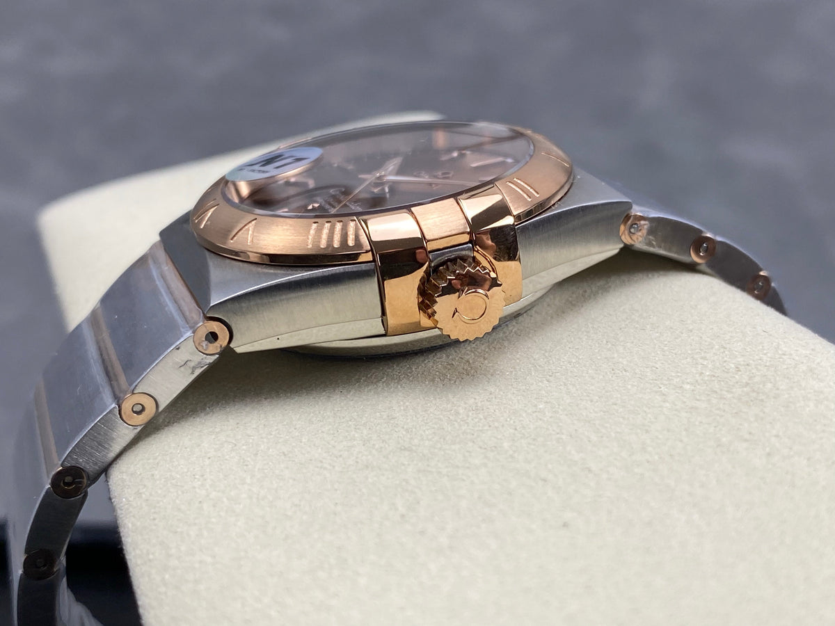 Omega Constellation Co-Axial Chronometer 38mm Pink Gold Steel Case Brown Dial
