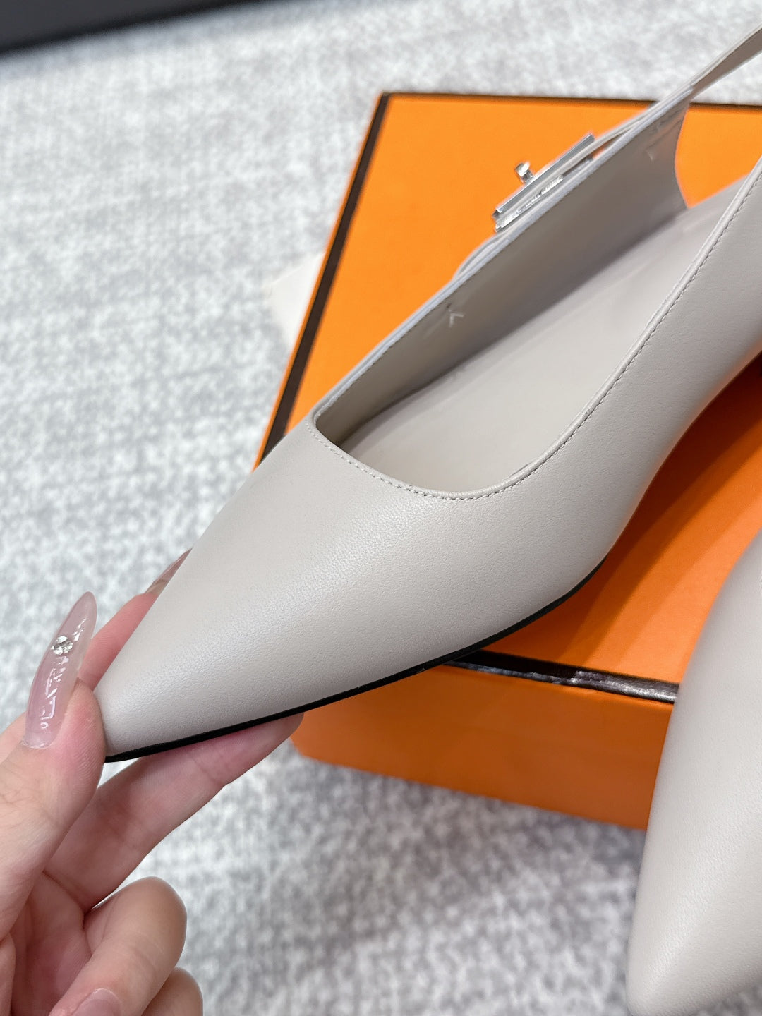 HM Lover Slingback Taupe Grey Calfskin 461887