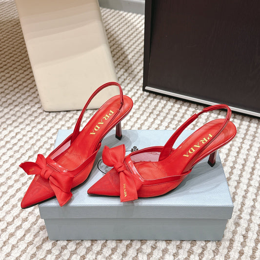 PRA 2026S Slingback 70 Scarlet Red Mesh Leather 657733