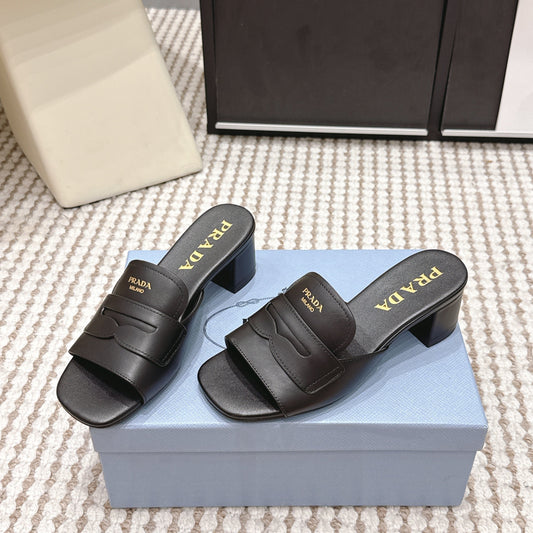 PRA 2026S High Heel Slippers 55 Black Leather  658335