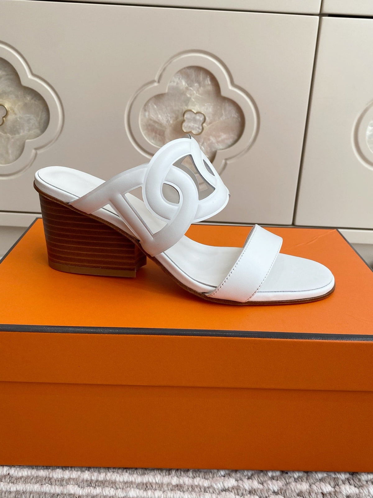 HM Lipari Sandal 7cm White Leather 776549