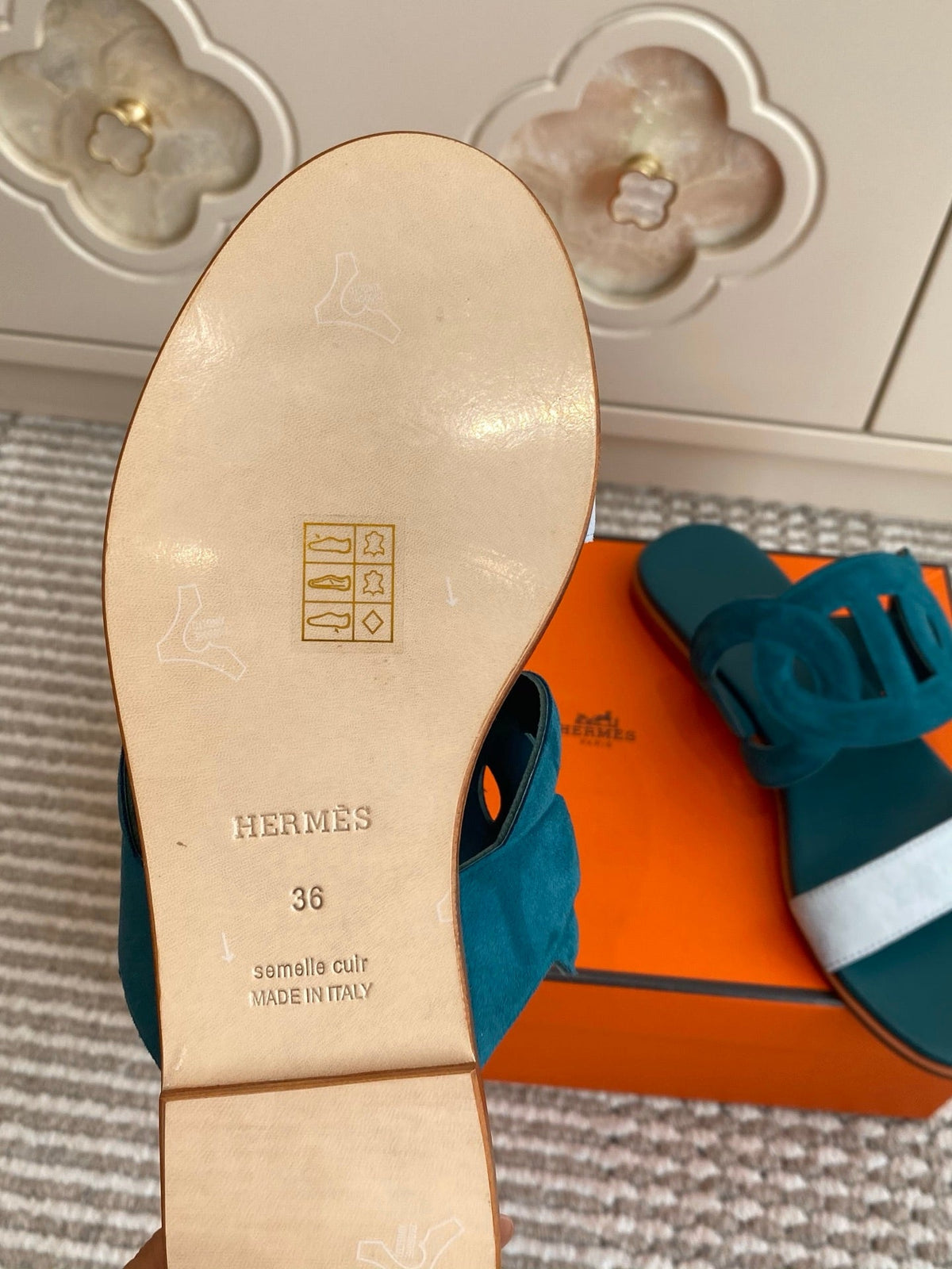 HM Lagune Sandal Teal Green Suede 776536