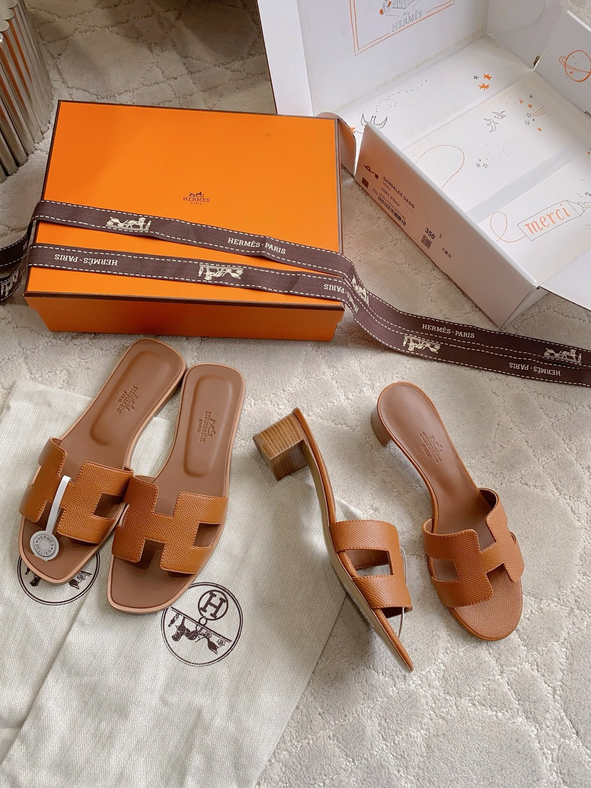 HM 26s Oran Sandal Tan Brown Espom Goatskin 724270