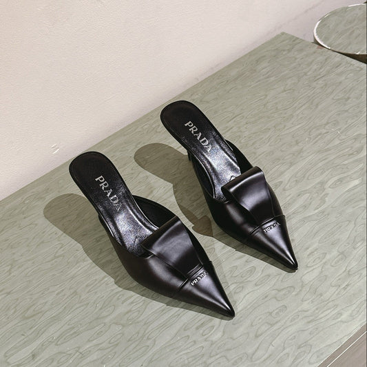 PRA 2026S High Heel Mule 80 Black Sheepskin 657665
