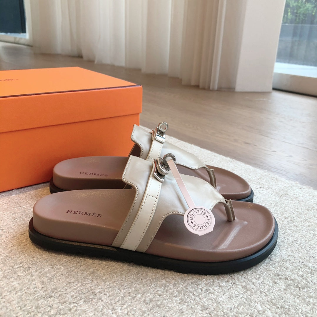 Empire Sandal Soft Taupe Brown Goatskin
