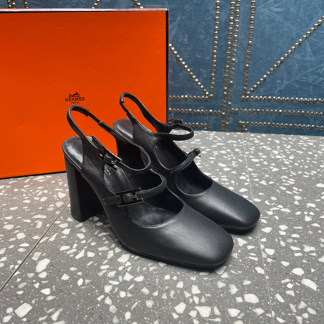 HM Jackie 80 Pump Black Cowhide  962919