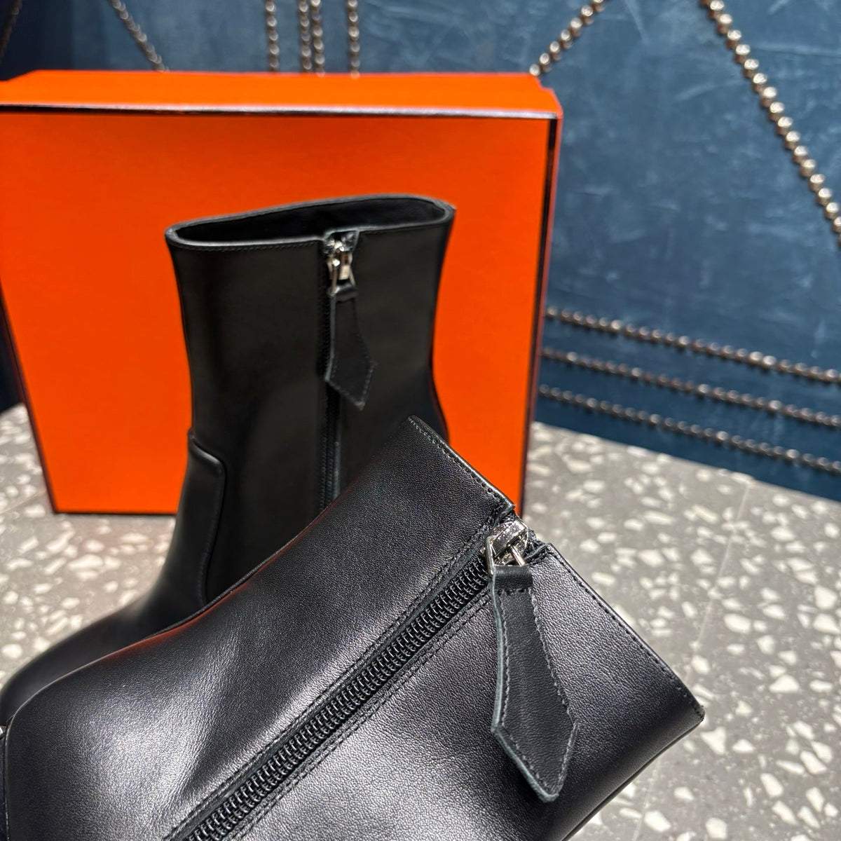 HM Lisa Ankle Boots 80mm Black Cowhide 531563