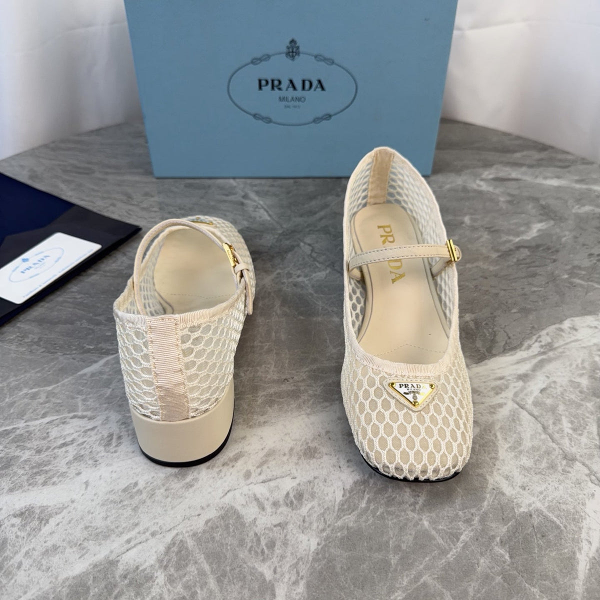 Prada 2026 Mary Jane Pumps 50mm Mesh Leather 789407