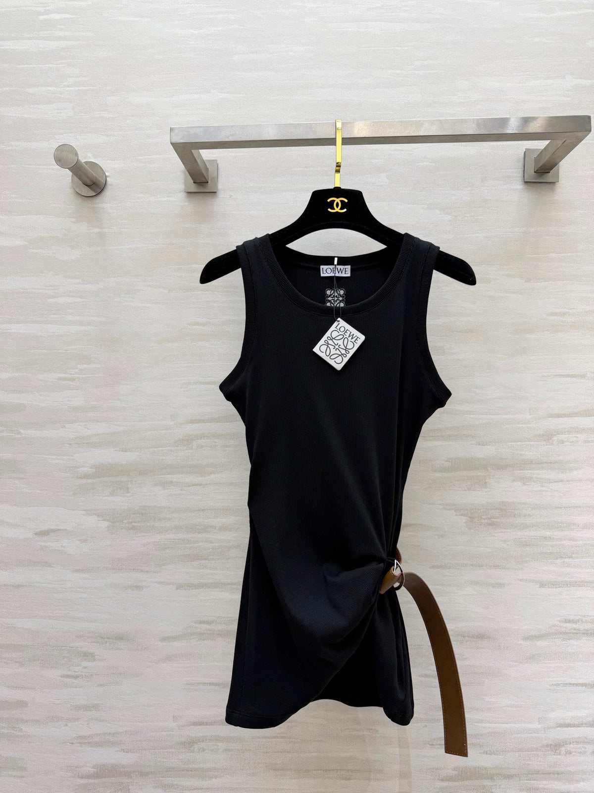 Loewe 26s Ribbed Vest With Belt Black Cotton 363680