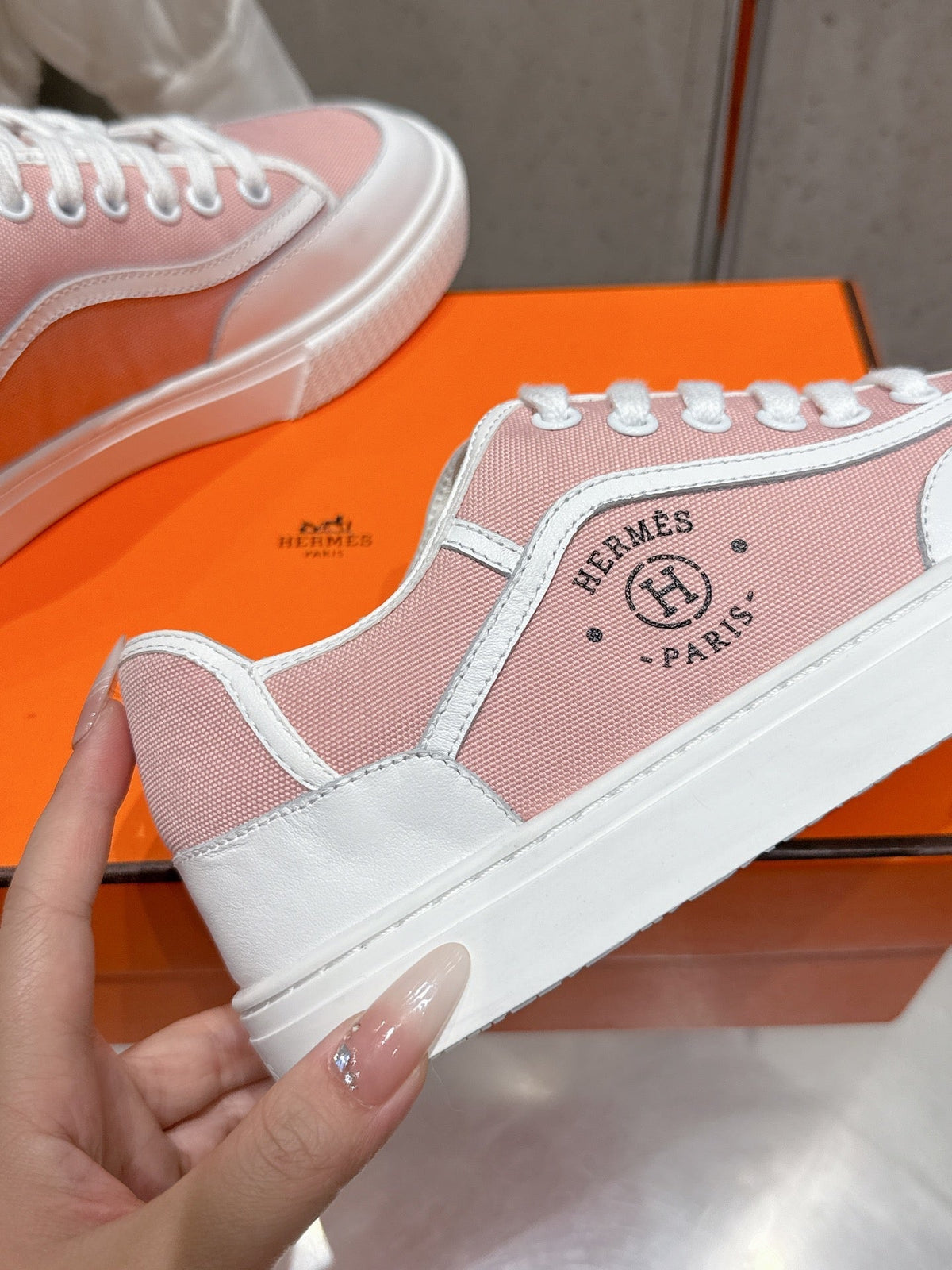 HM Get Sneaker Pink Pastel Canvas and Calfskin 204768