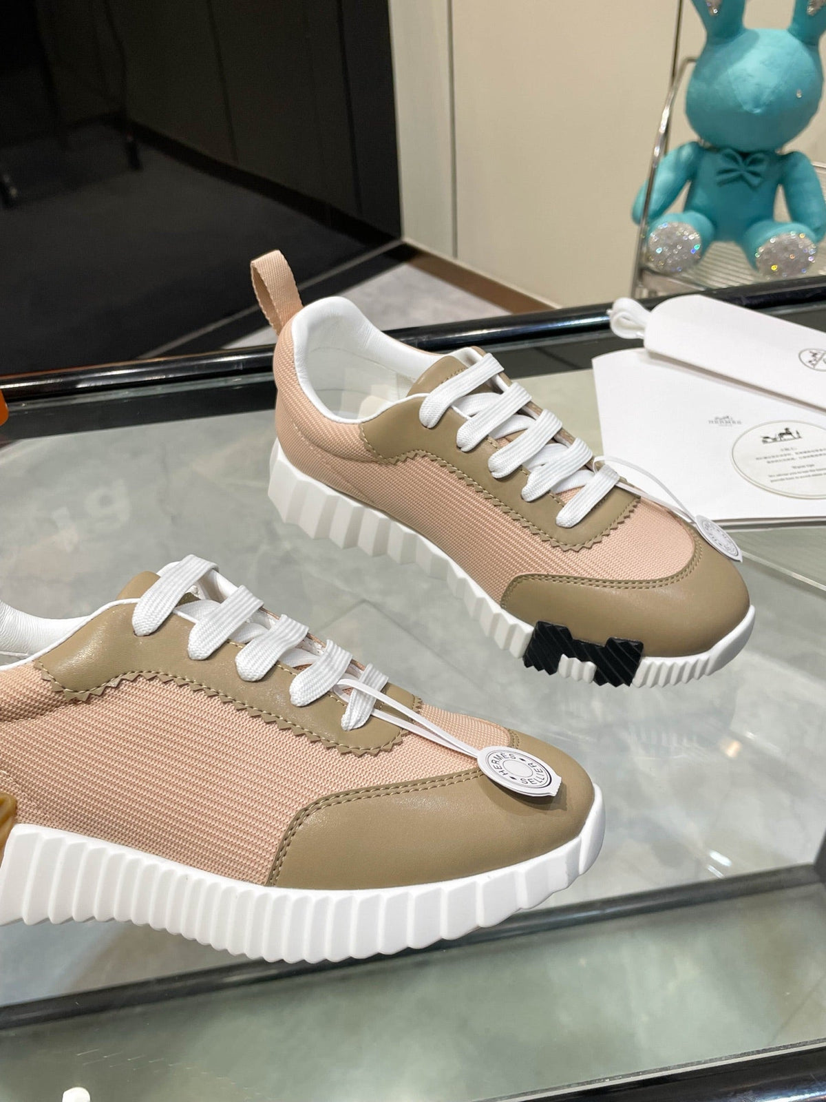 HM Bouncing Sneakers Khaki Mesh and Sport Goatskin 531343