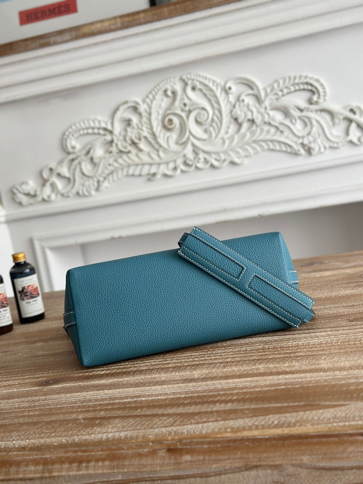 HM Berlingot Shoulder Bag Teal Blue Epsom Leather 270323