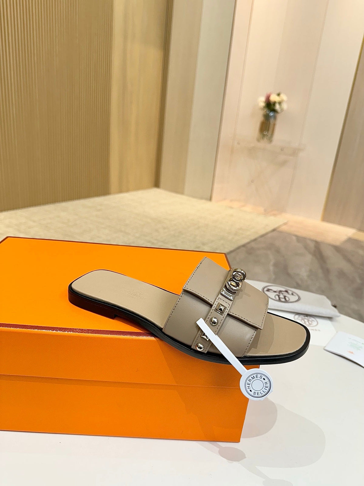 HM 26s Giulia Sandal In Light Brown Calfskin Silver Hardware