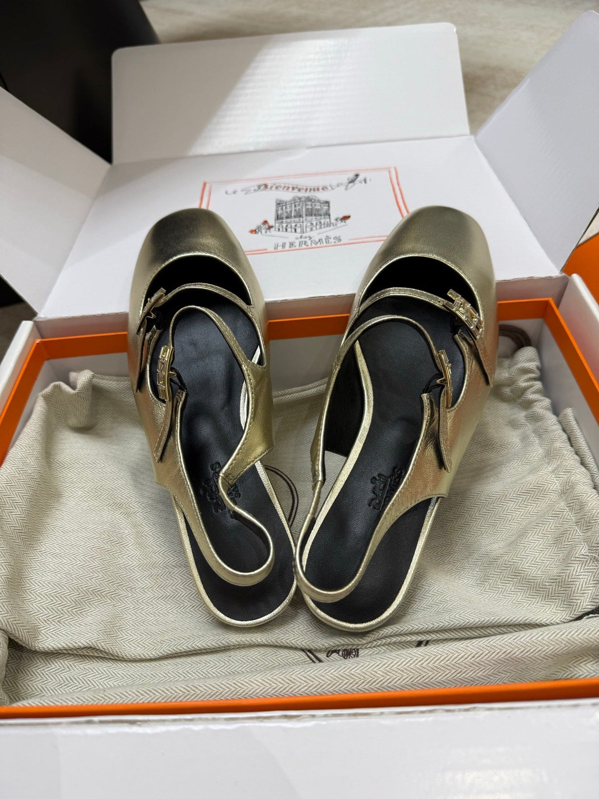 HM Mila Slingback Gold Sheepskin 621377