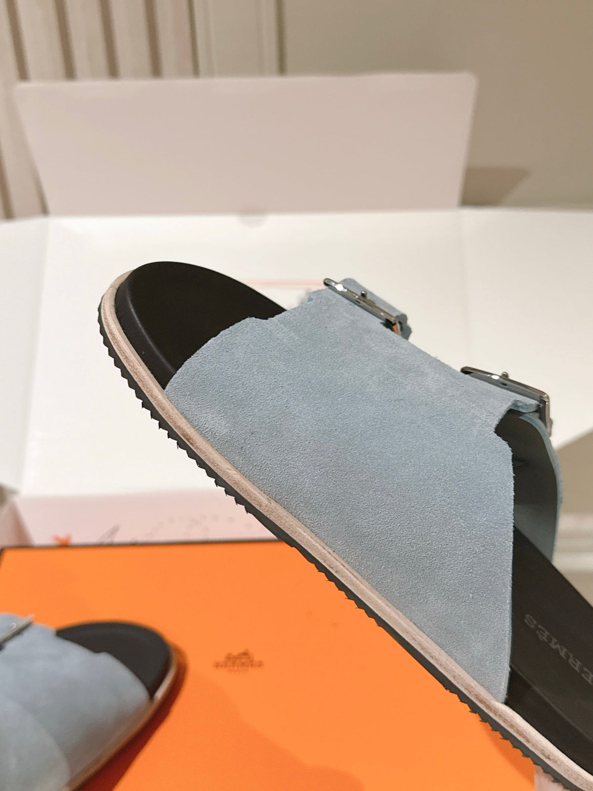 HM 26s Double Buckle Birkenstock Sandals Grey Suede 968906
