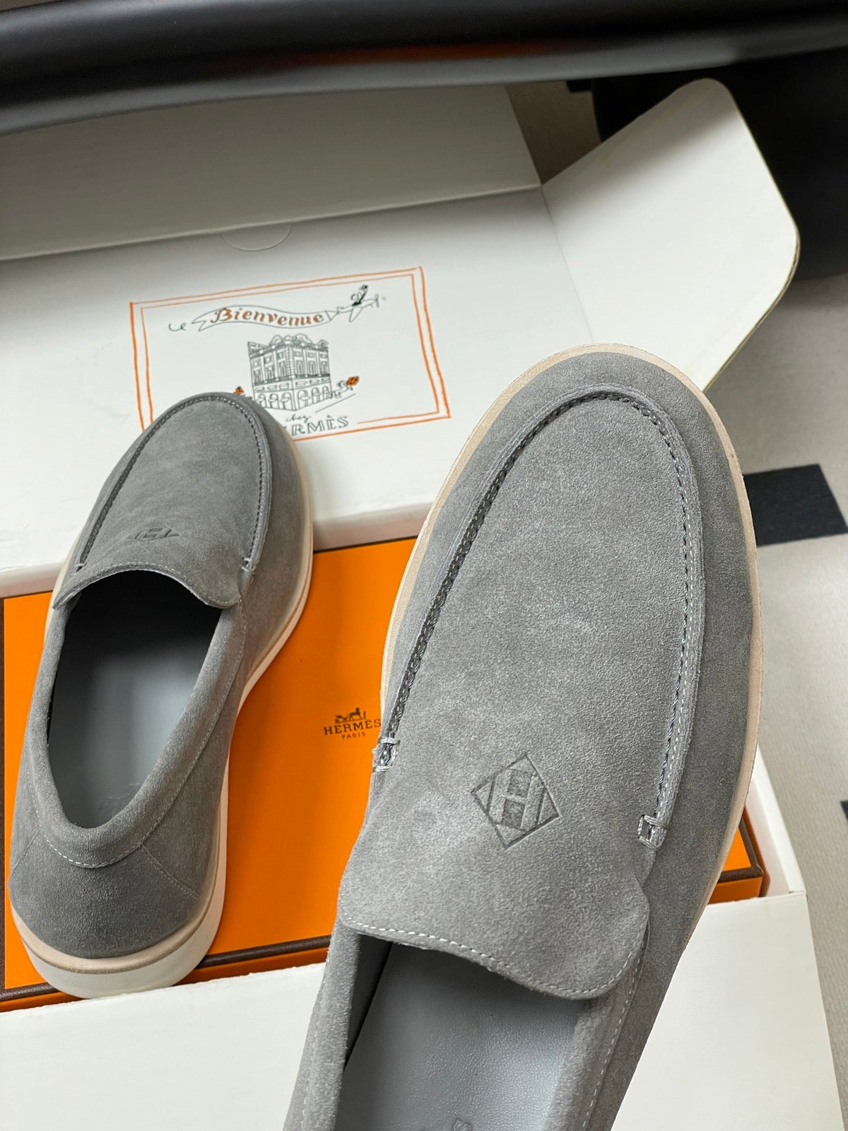 HM Low Loafers Grey Suede 593665