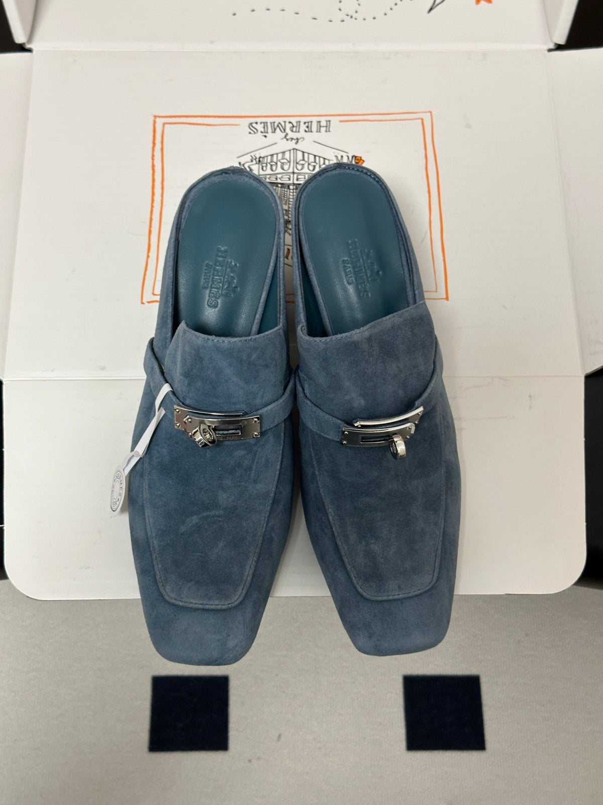 HM Blossom Mule 65mm Stale Blue Suede 902905