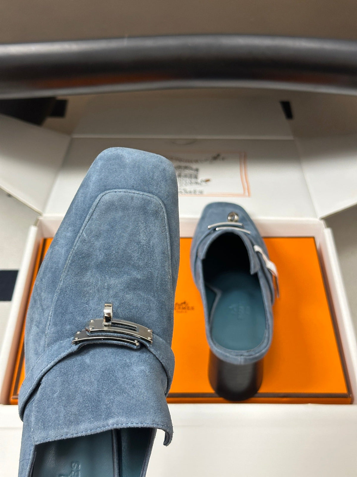 HM Blossom Mule 65mm Stale Blue Suede 902905