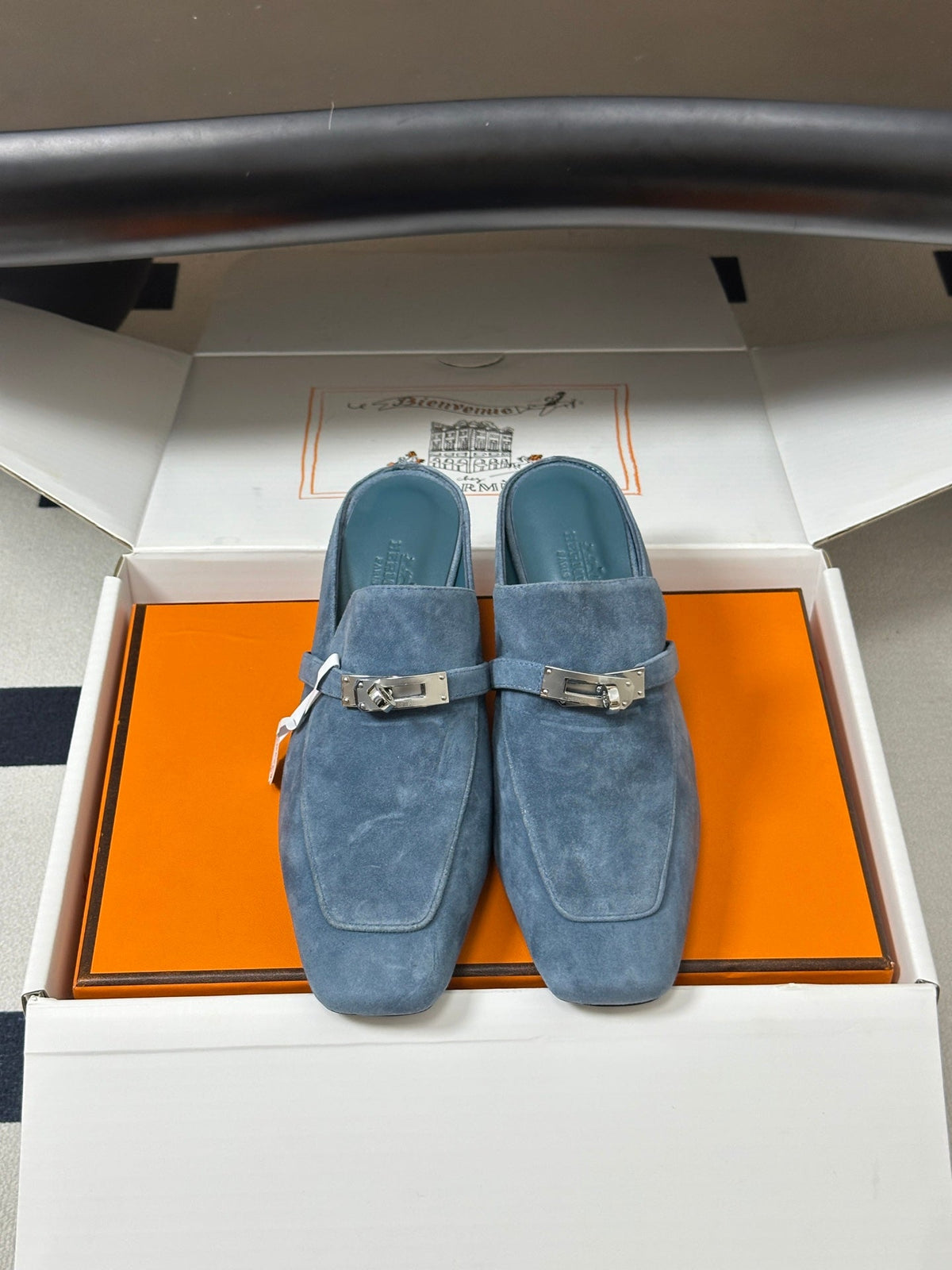 HM Blossom Mule 65mm Stale Blue Suede 902905