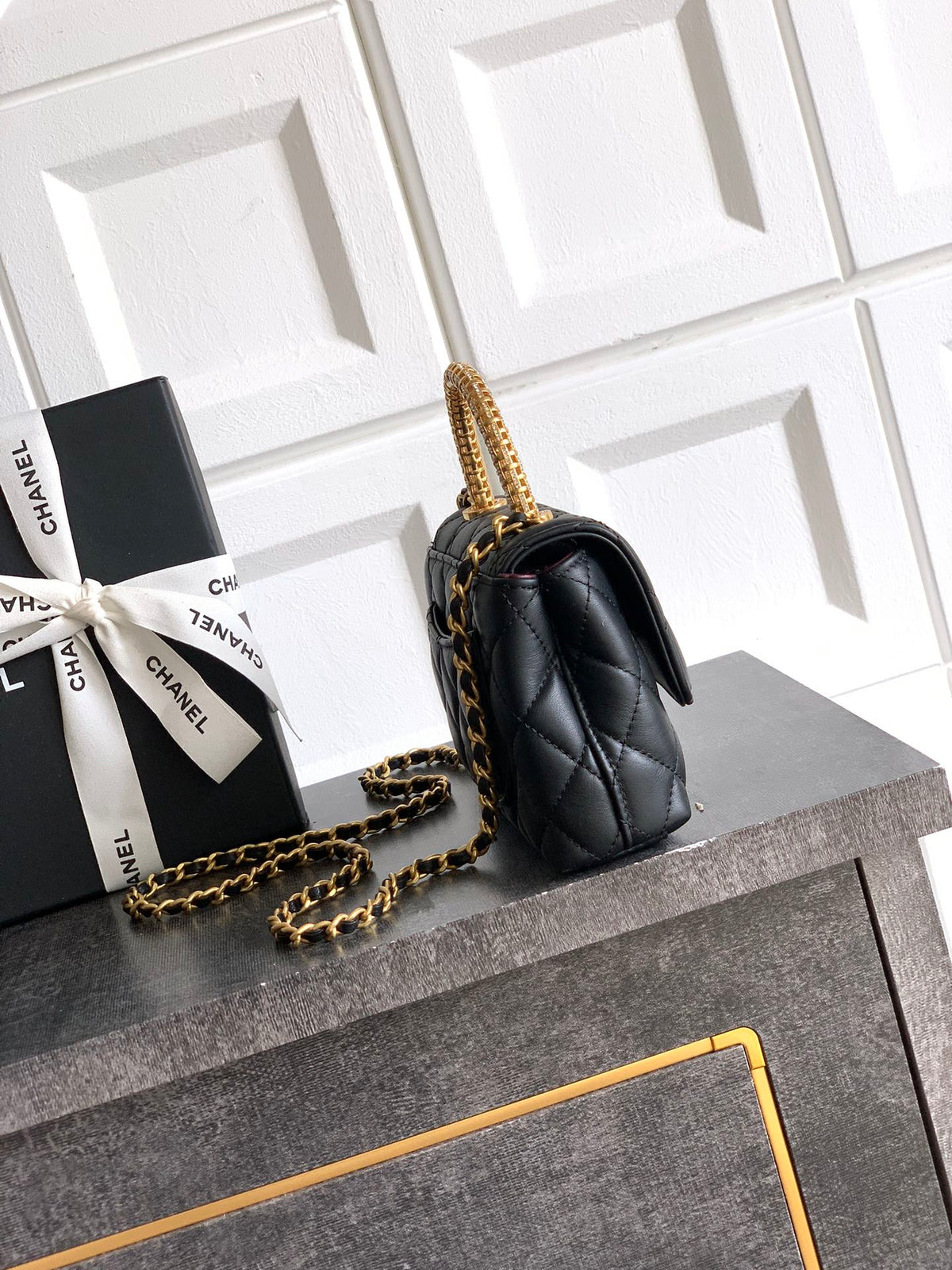 Chanel 2026 Quilted Coco Handle Flap Bag 14cm Black Calfskin