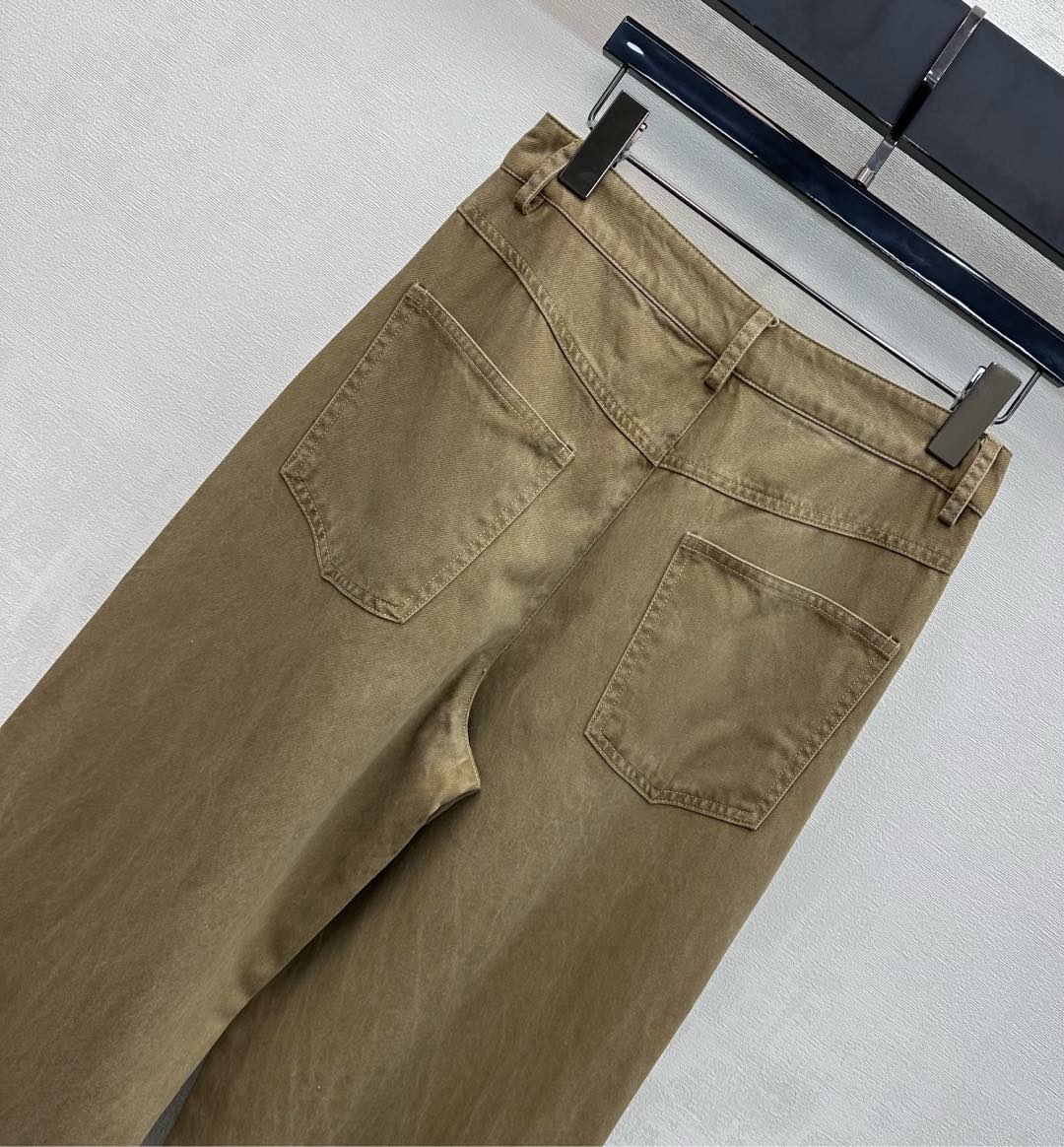 Loewe Anagram Embroidered Jeans Khaki Cotton Lyocell 350241