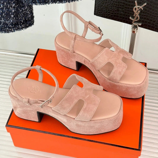 HM 25S JAM 30 HIGH-HEEL SANDAL IN PEACH PINK SUEDE
