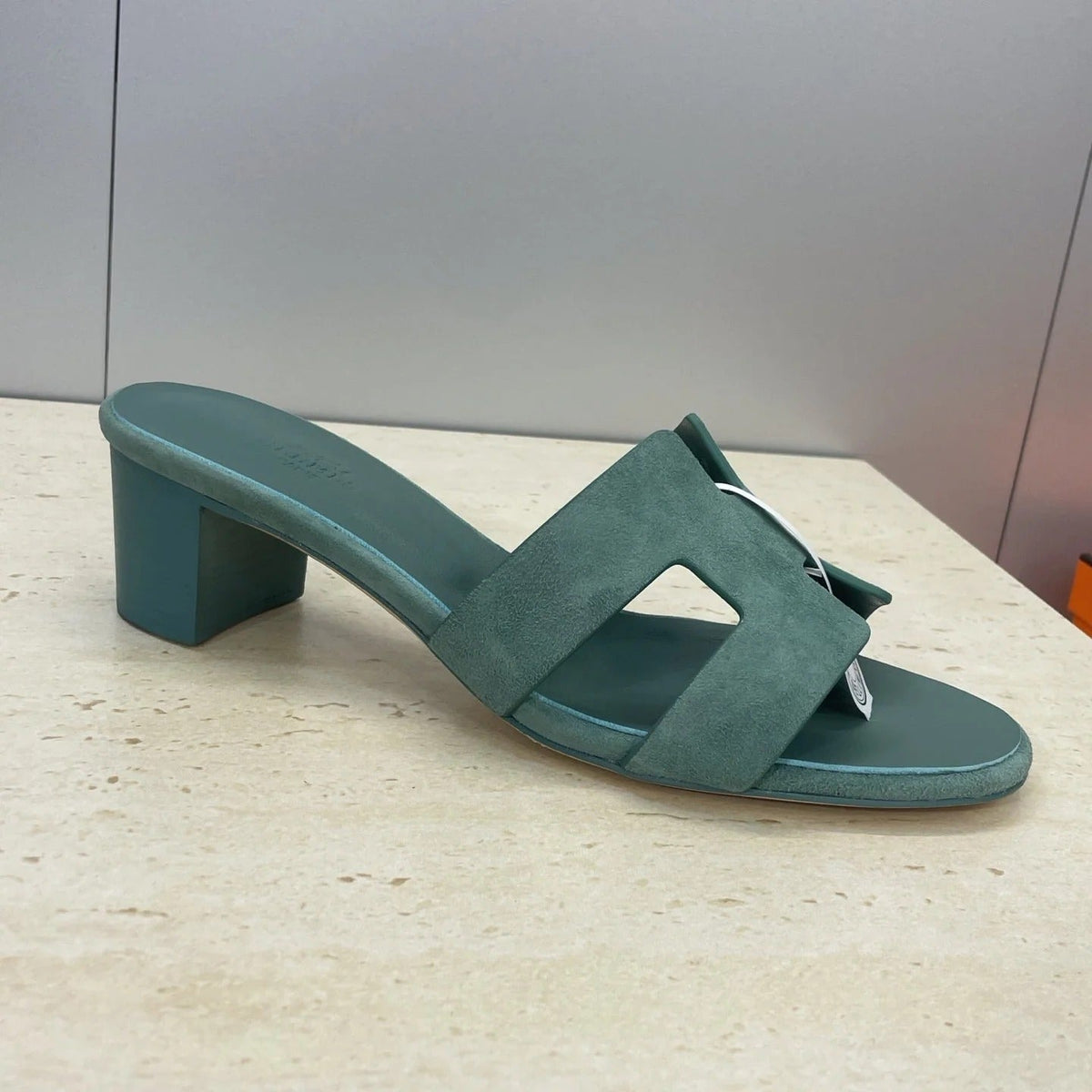 HM 26ss Oran Sandals 45 Moss Green Suede Cowhide 607213