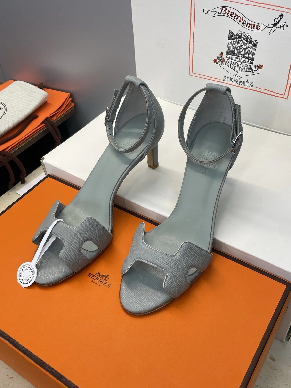 HM 26ss High Heel Sandals 70 Ash Gray Cowhide 607124