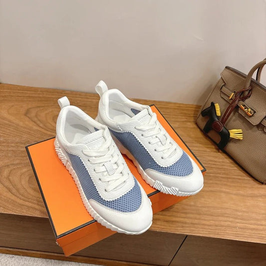 HM 26ss Sneakers White Blue Cowhide Fabric 638566