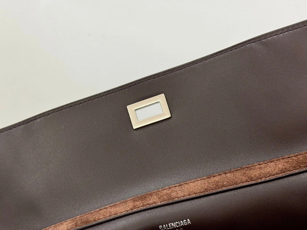 Balenciaga Large Small Bag 29 Coffee Brown Suede Sliver Hardware