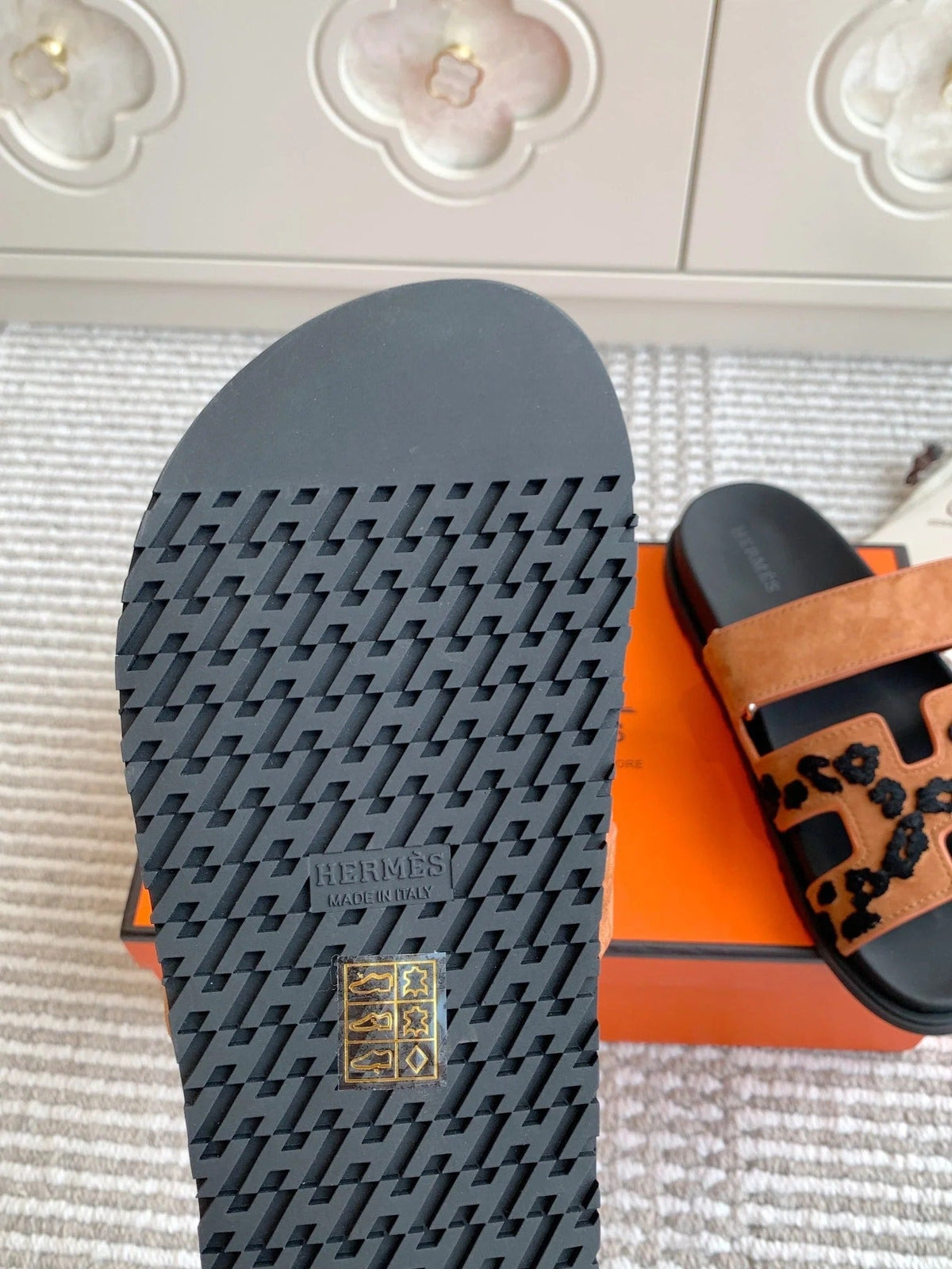 Hermes 2026 Chypre Sandal With Leopard Print Suede Leather 982197