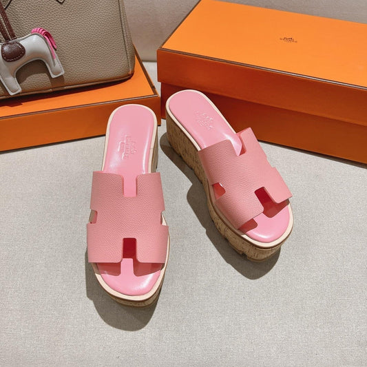 HM 25S HIGH WEDGE SANDALS IN PINK LAMBSKIN STYLE 31