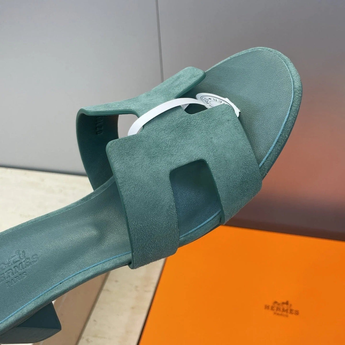 HM 26ss Oran Sandals 45 Moss Green Suede Cowhide 607213