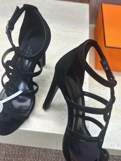 HM 26ss High Heels Sandals 95 Black Suede 633225